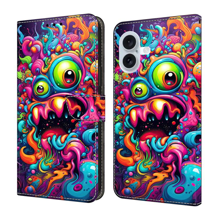 Funda para teléfono de cuero vegano pintado con efecto cristal, For iPhone 16 Pro, For iPhone 16 Plus, For iPhone 16