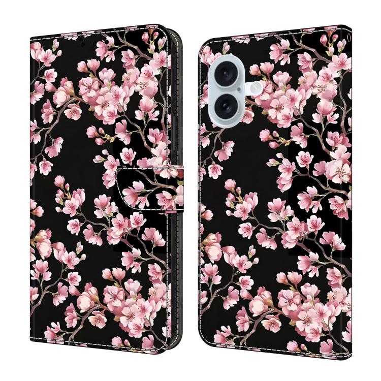 Funda para teléfono de cuero vegano pintado con efecto cristal, For iPhone 16 Pro, For iPhone 16 Plus, For iPhone 16