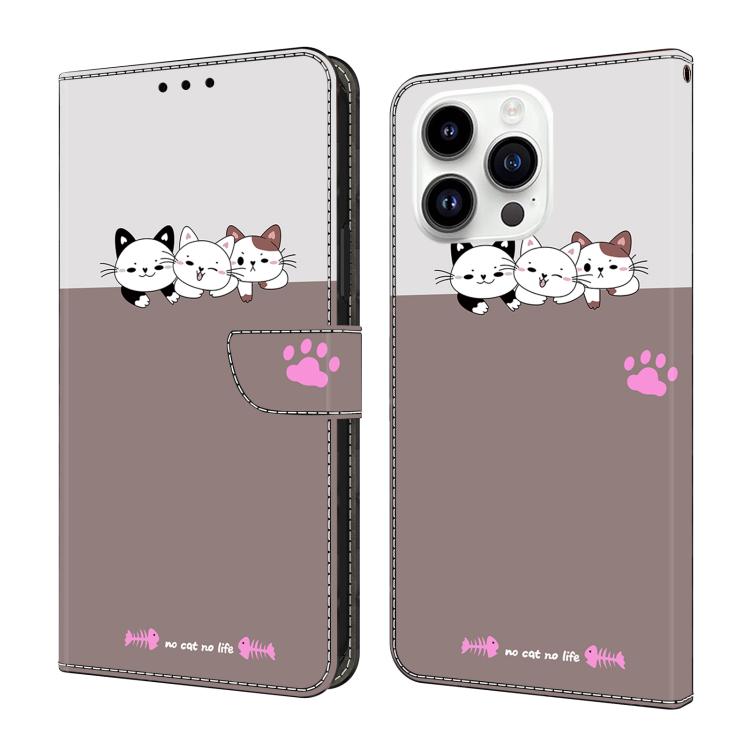Funda para teléfono de cuero vegano pintado con efecto cristal, For iPhone 15 Pro Max, For iPhone 15 Pro, For iPhone 15 Plus