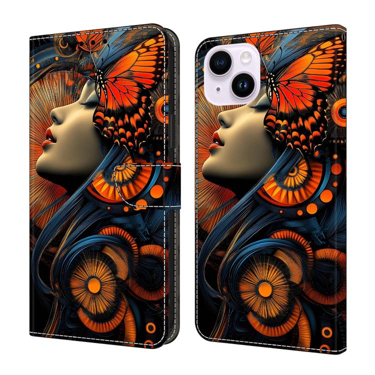 Funda para teléfono de cuero vegano pintado con efecto cristal, For iPhone 15