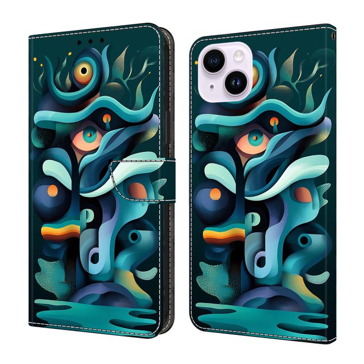 Funda para teléfono de cuero vegano pintado con efecto cristal, For iPhone 15