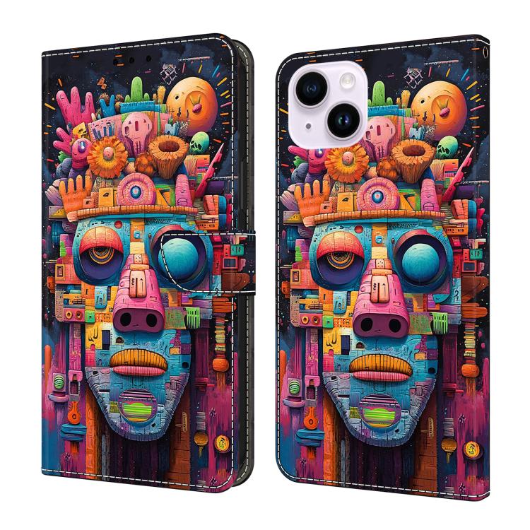 Funda para teléfono de cuero vegano pintado con efecto cristal, For iPhone 15
