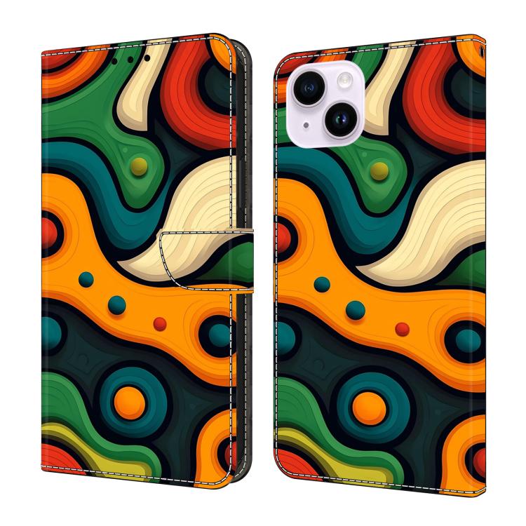 Funda para teléfono de cuero vegano pintado con efecto cristal, For iPhone 15