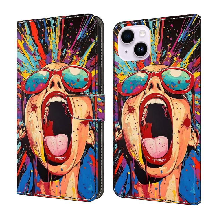Funda para teléfono de cuero vegano pintado con efecto cristal, For iPhone 15 Pro Max, For iPhone 15 Pro, For iPhone 15 Plus