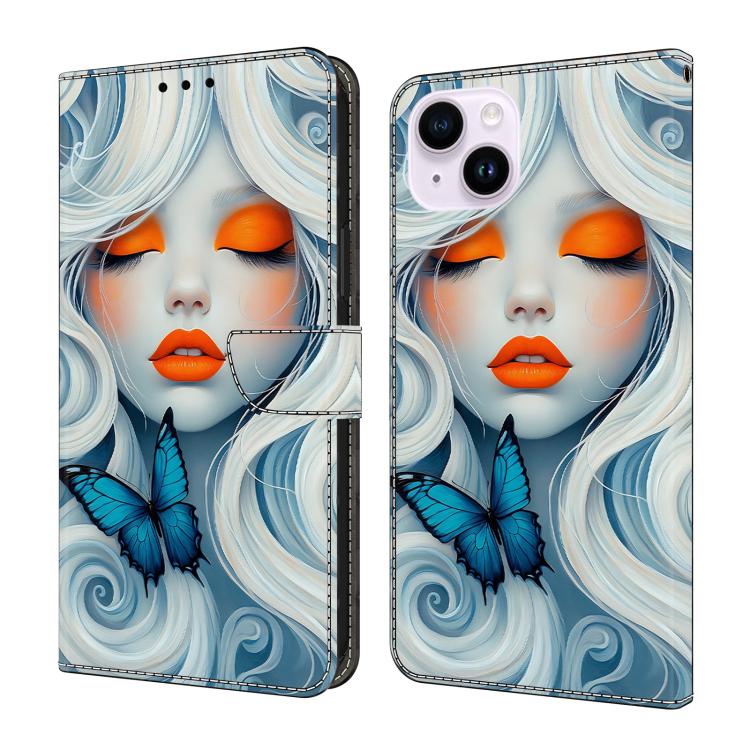 Funda para teléfono de cuero vegano pintado con efecto cristal, For iPhone 15 Pro Max, For iPhone 15 Pro, For iPhone 15 Plus