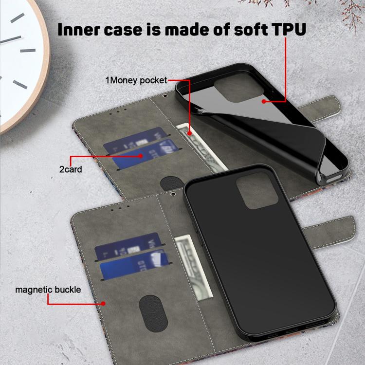 Funda para teléfono de cuero vegano pintado con efecto cristal, For iPhone 15