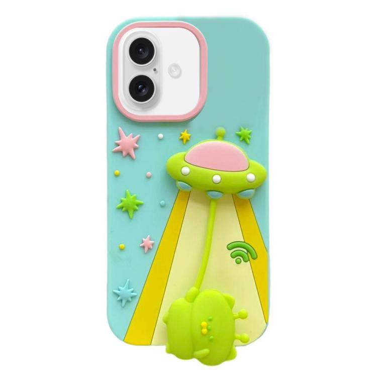 Funda de silicona a prueba de golpes con diseño de colgante de alienígena OVNI en 3D, For iPhone 17 Pro Max, For iPhone 17 Pro, For iPhone 17, For iPhone 16 Pro Max, For iPhone 16 Pro, For iPhone 16, For iPhone 15 Pro Max, For iPhone 15 Pro, For iPhone...