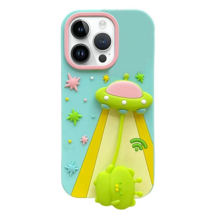 Funda de silicona a prueba de golpes con diseño de colgante de alienígena OVNI en 3D, For iPhone 17 Pro Max, For iPhone 17 Pro, For iPhone 17, For iPhone 16 Pro Max, For iPhone 16 Pro, For iPhone 16, For iPhone 15 Pro Max, For iPhone 15 Pro, For iPhone...