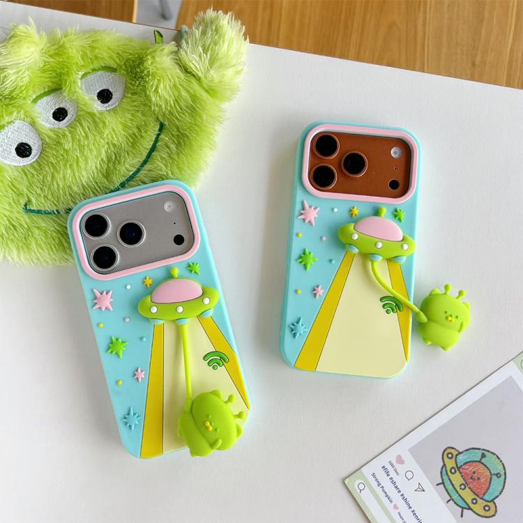 Funda de silicona a prueba de golpes con diseño de colgante de alienígena OVNI en 3D, For iPhone 17 Pro Max, For iPhone 17 Pro, For iPhone 17, For iPhone 16 Pro Max, For iPhone 16 Pro, For iPhone 16, For iPhone 15 Pro Max, For iPhone 15 Pro, For iPhone...