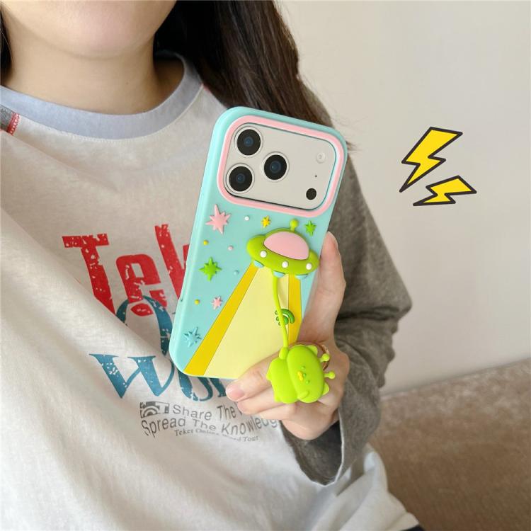 Funda de silicona a prueba de golpes con diseño de colgante de alienígena OVNI en 3D, For iPhone 17 Pro Max, For iPhone 17 Pro, For iPhone 17, For iPhone 16 Pro Max, For iPhone 16 Pro, For iPhone 16, For iPhone 15 Pro Max, For iPhone 15 Pro, For iPhone...