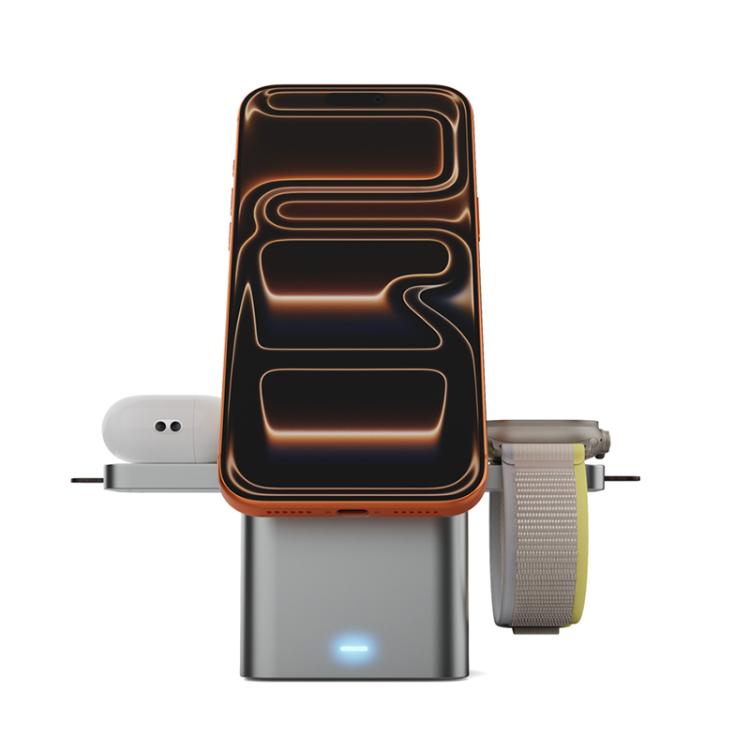 Cargador inalámbrico HS-V25 QI2 de 25 W 3 en 1 con luz nocturna elevable