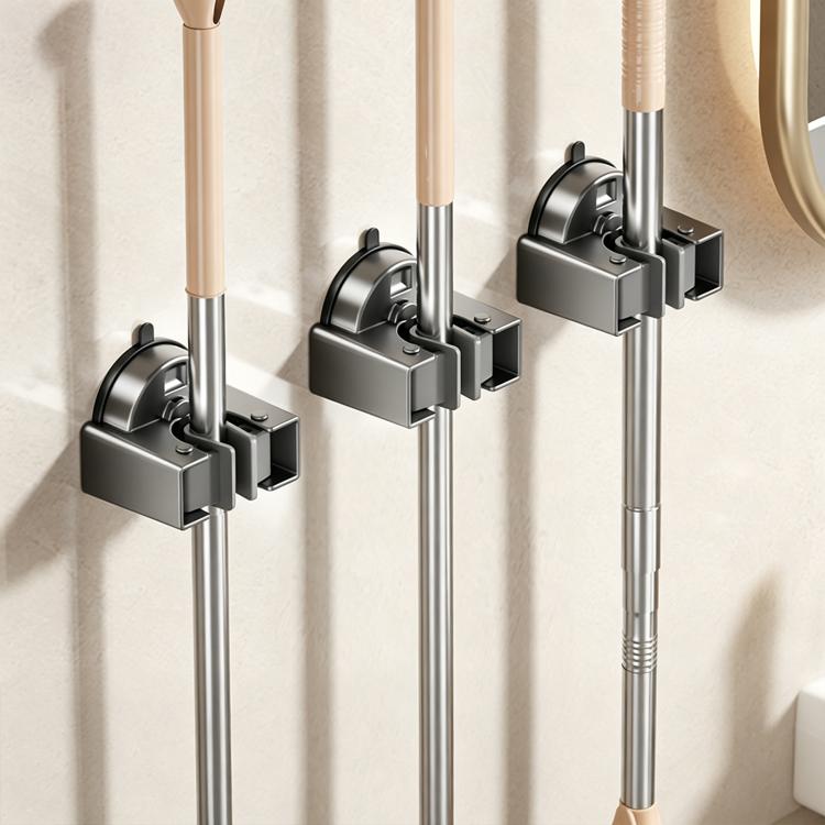 Soporte de pared con ventosa para fregonas y escobas (sin necesidad de taladrar), Mop Holder, Electroplated Mop Holder, Integrated Mop Holder, Classic Mop Holder, 2pcs Mop Holder, 2pcs Electroplated Mop Holder, 2pcs Integrated Mop Holder               ...