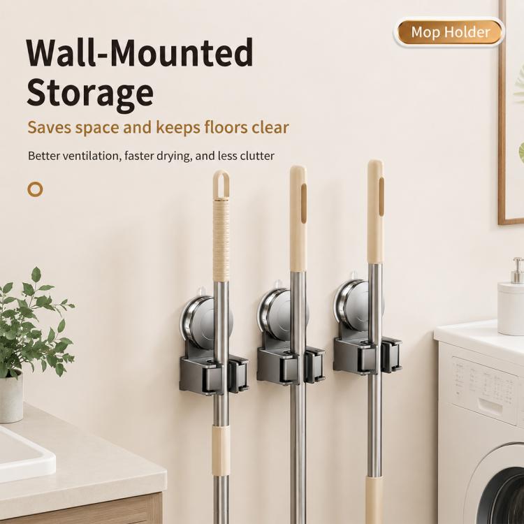 Soporte de pared con ventosa para fregonas y escobas (sin necesidad de taladrar), Mop Holder, Electroplated Mop Holder, Integrated Mop Holder, Classic Mop Holder, 2pcs Mop Holder, 2pcs Electroplated Mop Holder, 2pcs Integrated Mop Holder               ...