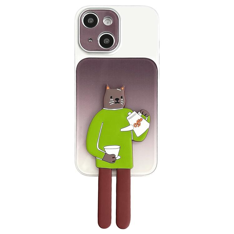 Funda para teléfono de TPU, silicona y acrílico con efecto degradado y soporte para gatos., For iPhone 13 Pro Max, For iPhone 13 Pro, For iPhone 13