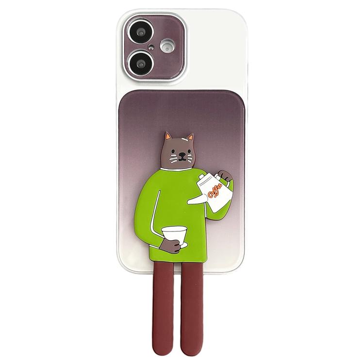 Funda para teléfono de TPU, silicona y acrílico con efecto degradado y soporte para gatos., For iPhone 17 Pro Max, For iPhone 17 Pro, For iPhone 17, For iPhone 16 Pro Max, For iPhone 16 Pro, For iPhone 16, For iPhone 15 Pro Max, For iPhone 15 Pro      ...