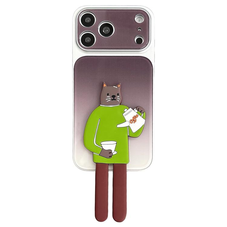 Funda para teléfono de TPU, silicona y acrílico con efecto degradado y soporte para gatos., For iPhone 17 Pro Max, For iPhone 17 Pro, For iPhone 17, For iPhone 16 Pro Max, For iPhone 16 Pro, For iPhone 16, For iPhone 15 Pro Max, For iPhone 15 Pro      ...