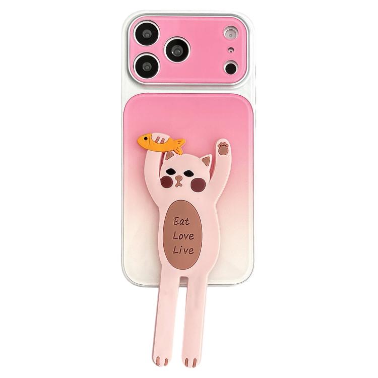 Funda para teléfono de TPU, silicona y acrílico con efecto degradado y soporte para gatos., For iPhone 17 Pro Max, For iPhone 17 Pro, For iPhone 17, For iPhone 16 Pro Max, For iPhone 16 Pro, For iPhone 16, For iPhone 15 Pro Max, For iPhone 15 Pro      ...