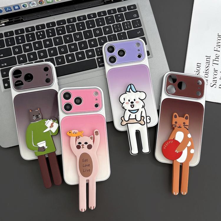 Funda para teléfono de TPU, silicona y acrílico con efecto degradado y soporte para gatos., For iPhone 13 Pro Max, For iPhone 13 Pro, For iPhone 13