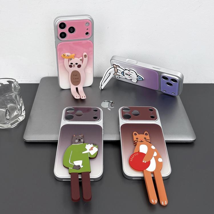 Funda para teléfono de TPU, silicona y acrílico con efecto degradado y soporte para gatos., For iPhone 13 Pro Max, For iPhone 13 Pro, For iPhone 13