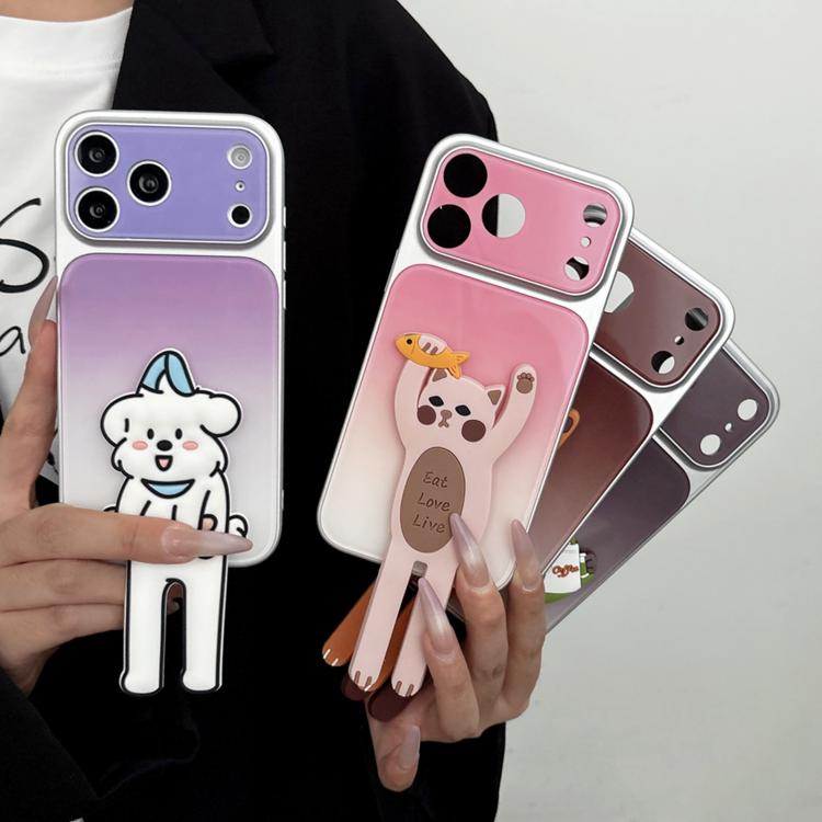 Funda para teléfono de TPU, silicona y acrílico con efecto degradado y soporte para gatos., For iPhone 13 Pro Max, For iPhone 13 Pro, For iPhone 13