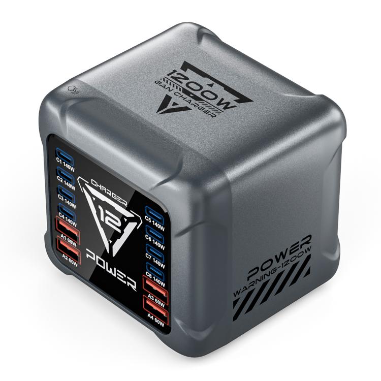Cargador de escritorio BK-127D de 1200 W con interfaz múltiple GaN e iluminación táctil RGB., EU Plug, US Plug, AU Plug, UK Plug