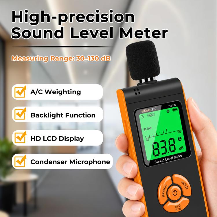 Sonómetro digital de alta precisión YT311S, rango de medición: 30–130 dB, YT311S