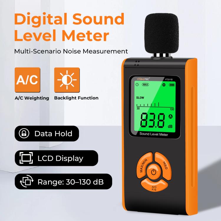 Sonómetro digital de alta precisión YT311S, rango de medición: 30–130 dB, YT311S