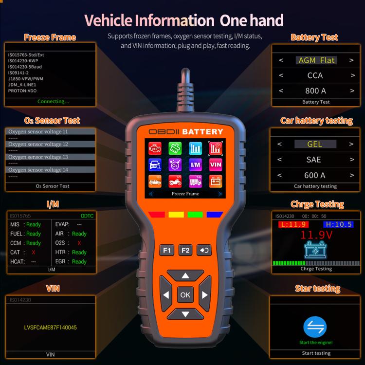 K2 Pro Herramienta de diagnóstico OBDII para automóviles 2 en 1 y comprobador de baterías, K2 Pro