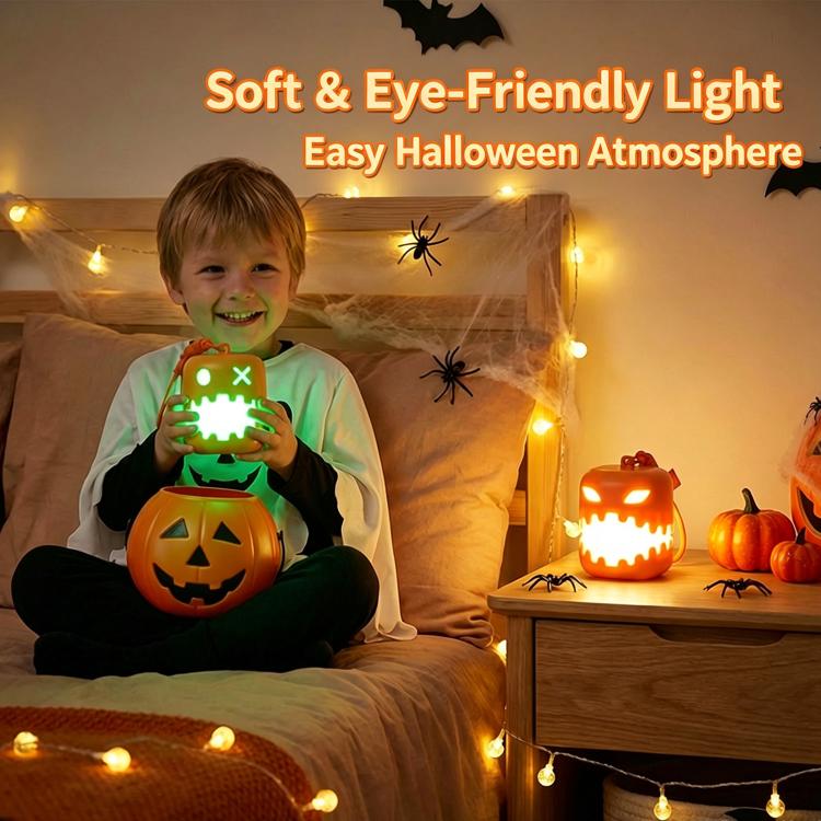 Linterna de calabaza divertida HZ-K10 para crear un ambiente de Halloween y luz nocturna., 1 Pack, 2 Packs