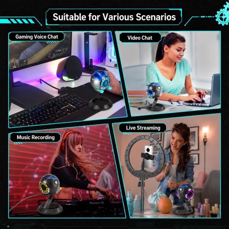Micrófono de condensador de escritorio estilo cyberpunk DJ-86, DJ-86