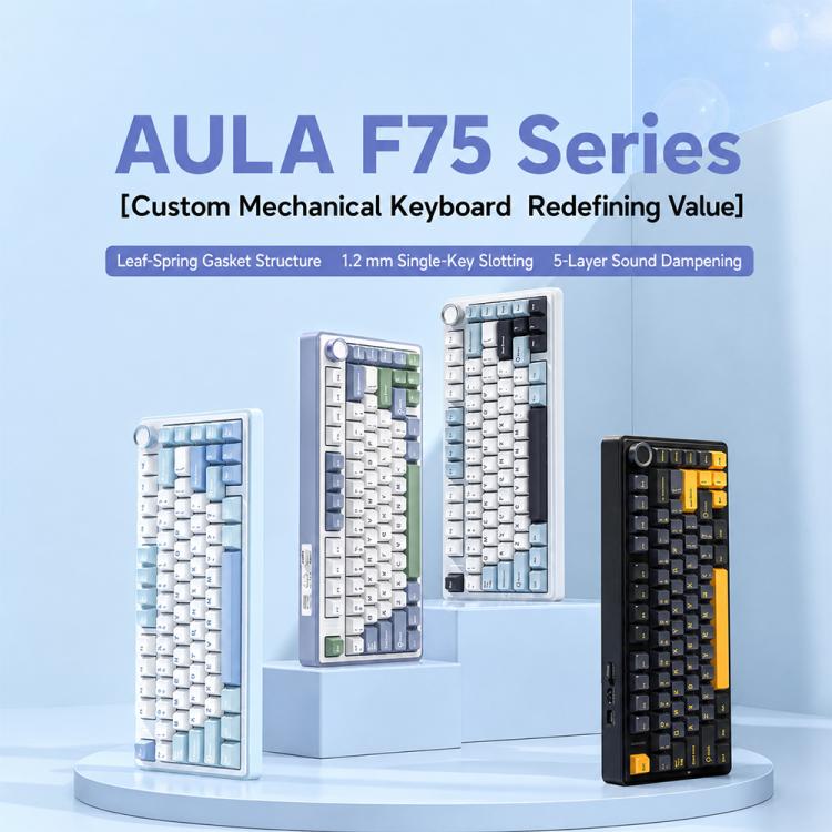 Teclado mecánico personalizado AULA F75 de 80 teclas con conexión por cable/2.4G/Bluetooth y triple modo.