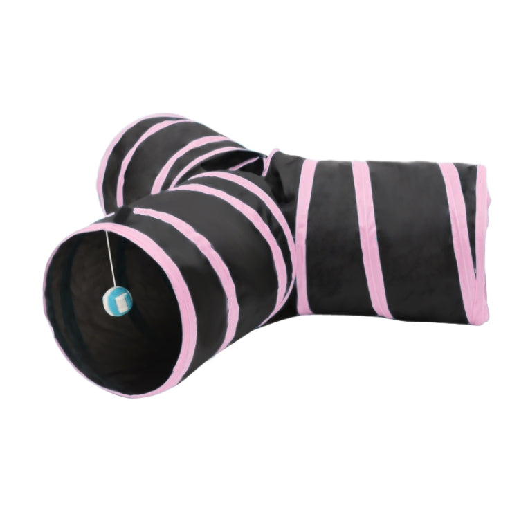 Túnel plegable para gatos de ejercicio con 3 salidas y bola colgante, Tunnel Exits:3 Pink