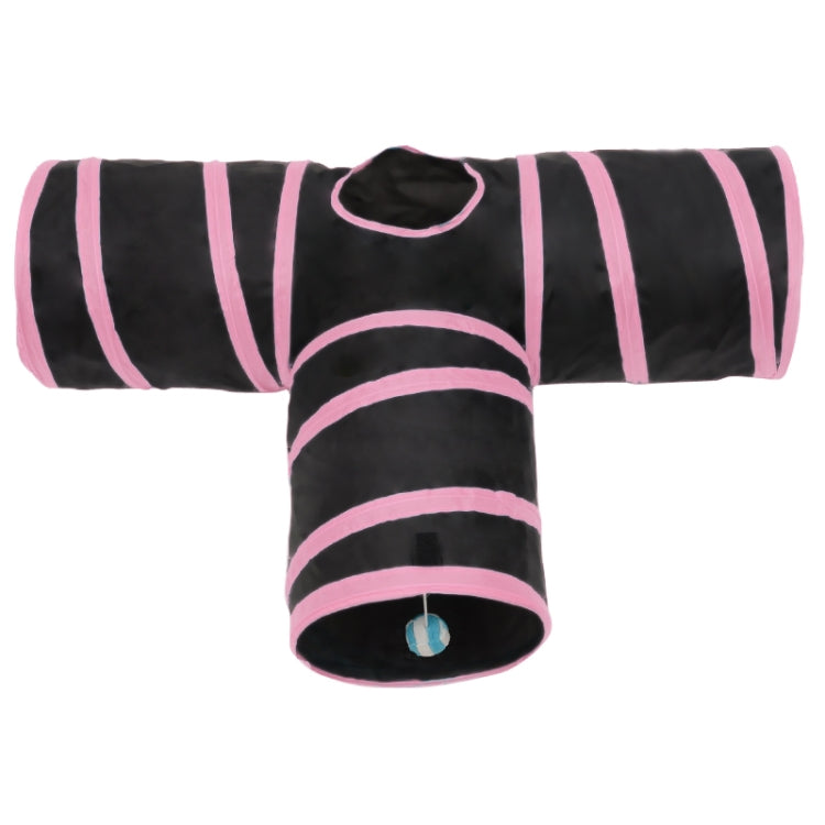 Túnel plegable para gatos de ejercicio con 3 salidas y bola colgante, Tunnel Exits:3 Pink