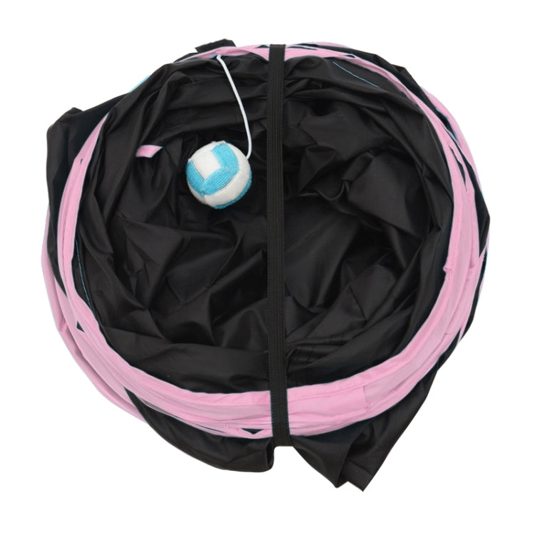 Túnel plegable para gatos de ejercicio con 3 salidas y bola colgante, Tunnel Exits:3 Pink
