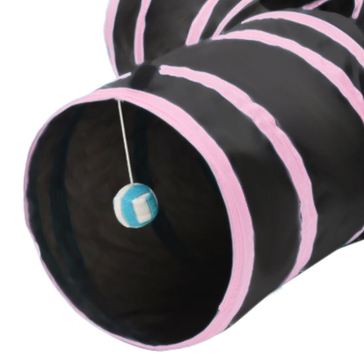 Túnel plegable para gatos de ejercicio con 3 salidas y bola colgante, Tunnel Exits:3 Pink