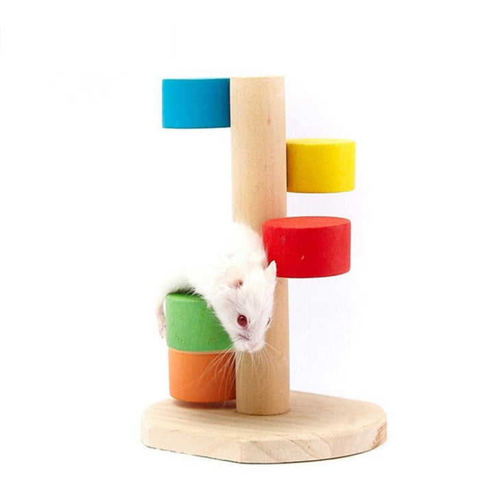 Mascota de madera Natural hámster colorido escala escalera plataforma juguete para mascotas pequeñas, Scaling Step Ladder Platform