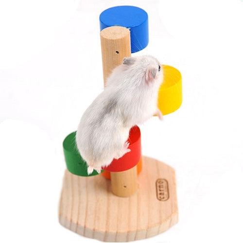 Mascota de madera Natural hámster colorido escala escalera plataforma juguete para mascotas pequeñas, Scaling Step Ladder Platform