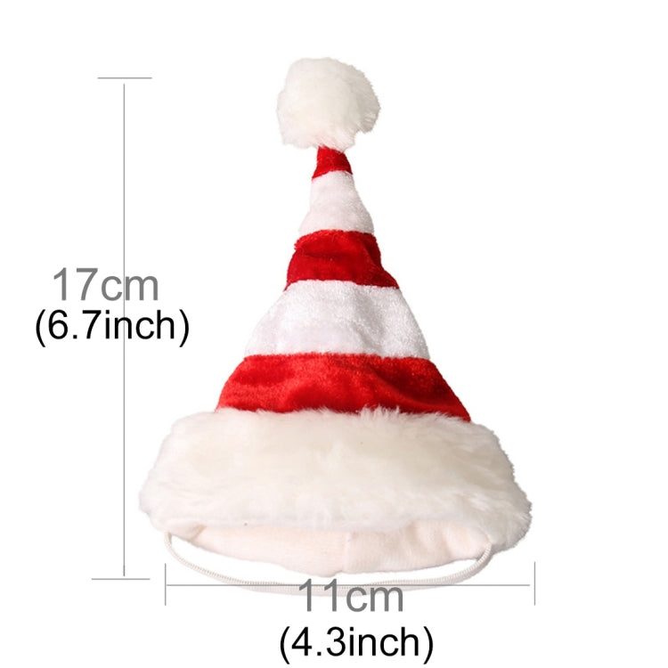 Sombrero de Navidad para perro mascota a rayas rojas y blancas occidentales, cómodo sombrero de Navidad para niños, Red and White Striped