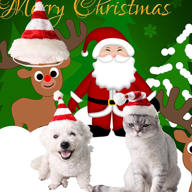 Sombrero de Navidad para perro mascota a rayas rojas y blancas occidentales, cómodo sombrero de Navidad para niños, Red and White Striped
