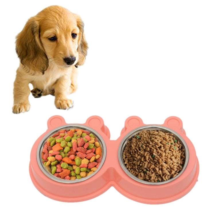 Cuencos de acero inoxidable 2 en 1, alfombrilla antideslizante con forma de dibujos animados, cuencos desmontables para mascotas, entrega de colores aleatorios, 2 in 1 Cartoon Shape Pets Bowls