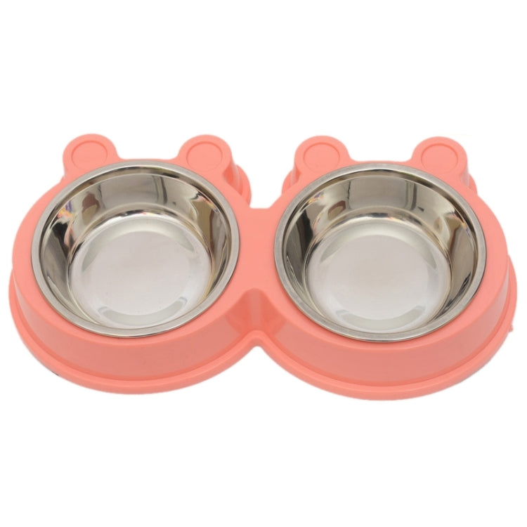Cuencos de acero inoxidable 2 en 1, alfombrilla antideslizante con forma de dibujos animados, cuencos desmontables para mascotas, entrega de colores aleatorios, 2 in 1 Cartoon Shape Pets Bowls