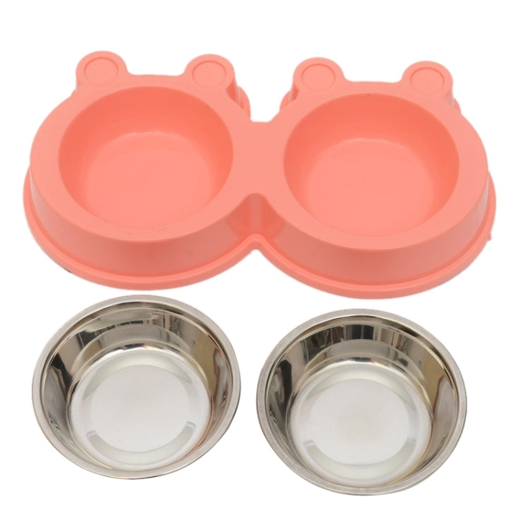 Cuencos de acero inoxidable 2 en 1, alfombrilla antideslizante con forma de dibujos animados, cuencos desmontables para mascotas, entrega de colores aleatorios, 2 in 1 Cartoon Shape Pets Bowls