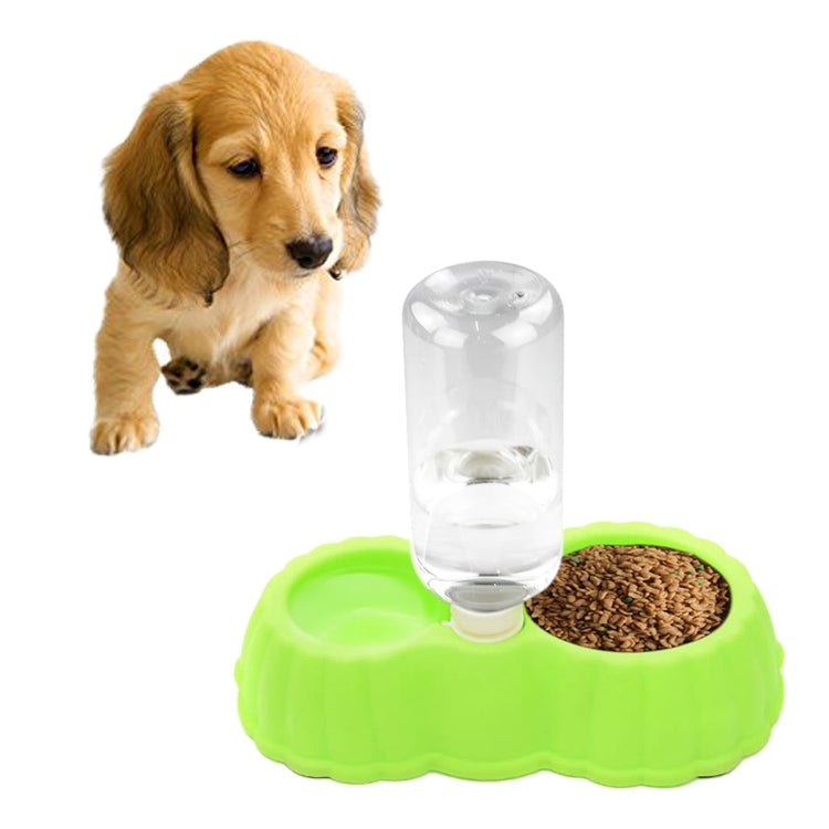 Plato de comida para perros y gatos con forma de calabaza + tazones dobles de agua potable con dispensador de agua automático, tamaño: S, Size: S  Green, Size: S  Magenta