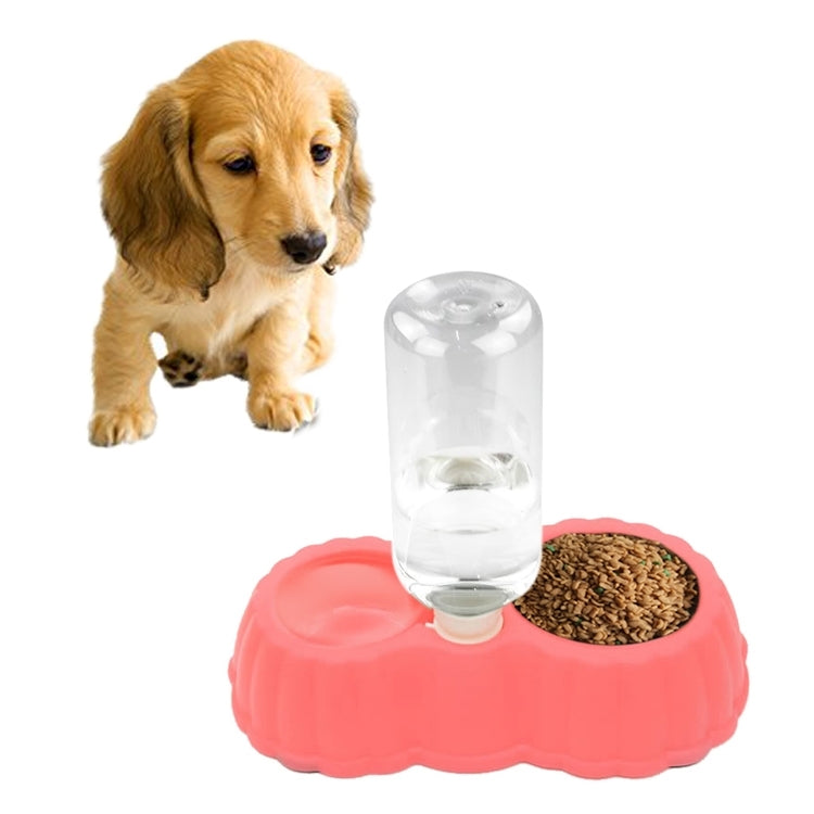 Plato de comida para perros y gatos con forma de calabaza + tazones dobles de agua potable con dispensador de agua automático, tamaño: S, Size: S  Green, Size: S  Magenta