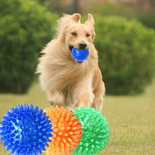 Juguete con sonido para mascotas, bola de erizo, Golden Retriever, juguete dental resistente a mordeduras molares para mascotas grandes, mediano, diámetro: 9 cm, entrega de colores aleatorios, Medium, Diameter: 9cm