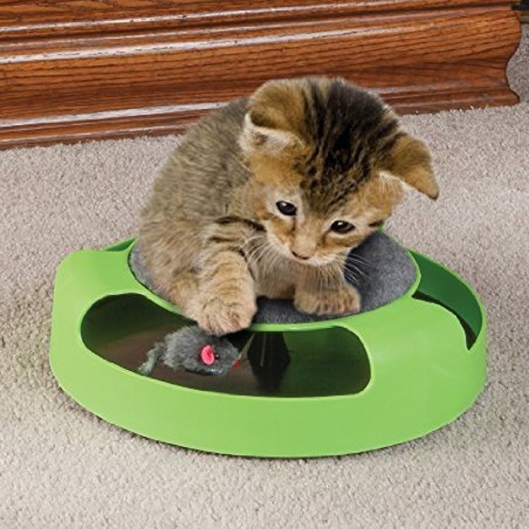 Suministros para mascotas, gato, plástico, atrapa el ratón, plataforma giratoria interactiva, juguetes para mascotas, Turntable Pet Toys