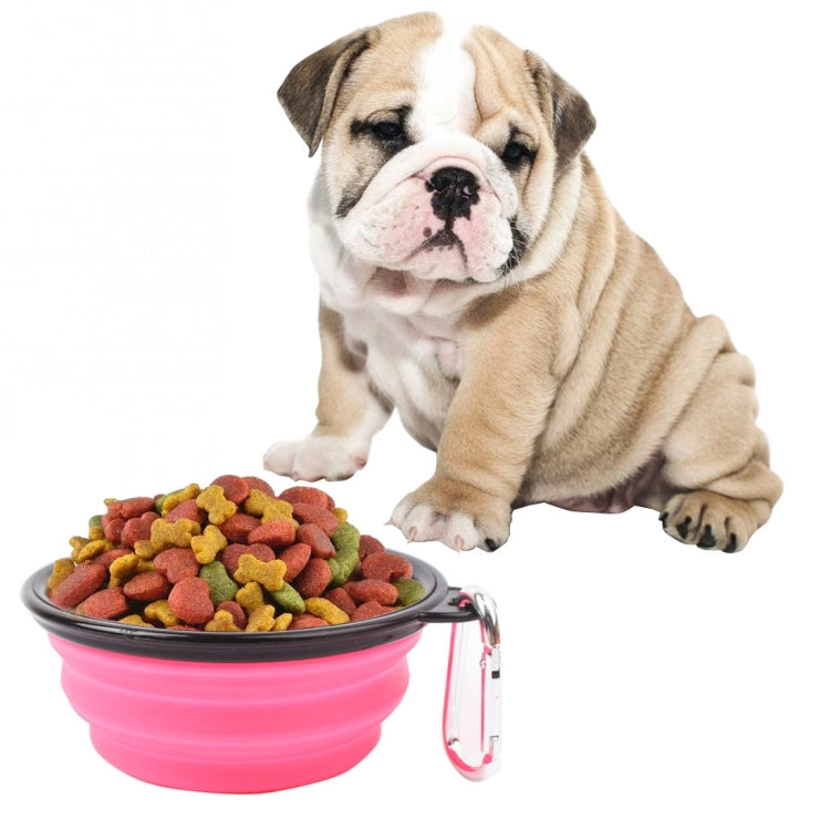Cuenco de alimentación plegable portátil para mascotas, comedero con plato de agua de silicona, cuenco de viaje para cachorros, entrega de colores aleatorios, diámetro del cuenco: 13 cm