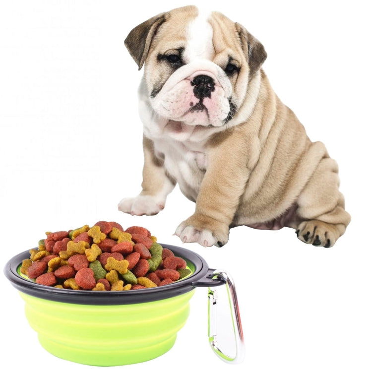 Cuenco de alimentación plegable portátil para mascotas, comedero con plato de agua de silicona, cuenco de viaje para cachorros, entrega de colores aleatorios, diámetro del cuenco: 13 cm