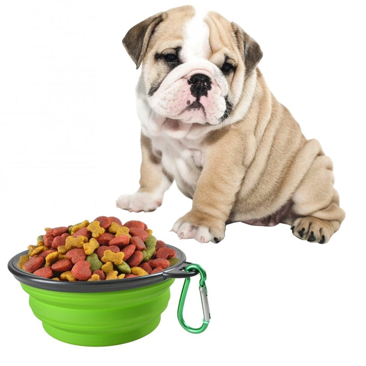 Cuenco de alimentación plegable portátil para mascotas, comedero con plato de agua de silicona, cuenco de viaje para cachorros, entrega de colores aleatorios, diámetro del cuenco: 13 cm