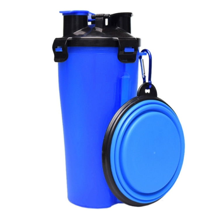 Taza de agua y comida portátil de doble uso para mascotas al aire libre con un recipiente plegable